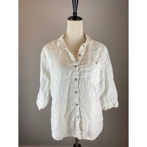 Hester & Orchard 100% Linen Shirt Women's Size Small White- Flaw